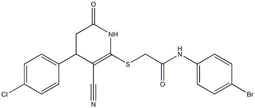 N-(4-bromophenyl)-2-{[4-(4-chlorophenyl)-3-cyano-6-oxo-1,4,5,6-tetrahydro-2-pyridinyl]sulfanyl}acetamide Structure