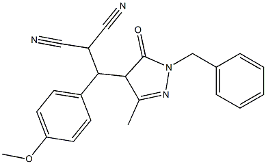 2-[(1-benzyl-3-methyl-5-oxo-4,5-dihydro-1H-pyrazol-4-yl)(4-methoxyphenyl)methyl]malononitrile 구조식 이미지