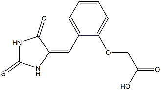{2-[(5-oxo-2-thioxo-4-imidazolidinylidene)methyl]phenoxy}acetic acid 구조식 이미지