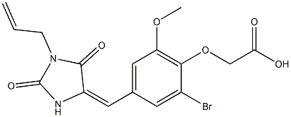 {4-[(1-allyl-2,5-dioxo-4-imidazolidinylidene)methyl]-2-bromo-6-methoxyphenoxy}acetic acid 구조식 이미지