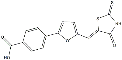 4-{5-[(4-oxo-2-thioxo-1,3-thiazolidin-5-ylidene)methyl]-2-furyl}benzoic acid 구조식 이미지