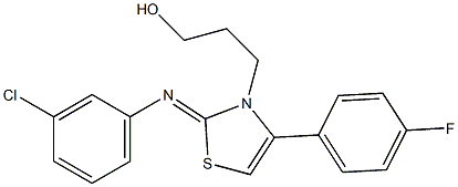 3-(2-[(3-chlorophenyl)imino]-4-(4-fluorophenyl)-1,3-thiazol-3(2H)-yl)-1-propanol 구조식 이미지