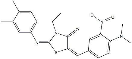 5-{4-(dimethylamino)-3-nitrobenzylidene}-2-[(3,4-dimethylphenyl)imino]-3-ethyl-1,3-thiazolidin-4-one Structure