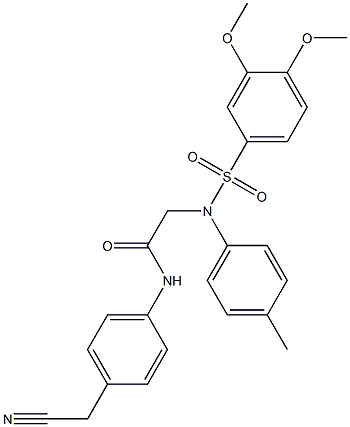 2-[{[3,4-bis(methyloxy)phenyl]sulfonyl}(4-methylphenyl)amino]-N-[4-(cyanomethyl)phenyl]acetamide Structure