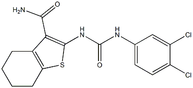 2-{[(3,4-dichloroanilino)carbonyl]amino}-4,5,6,7-tetrahydro-1-benzothiophene-3-carboxamide 구조식 이미지