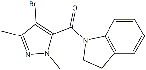 1-[(4-bromo-1,3-dimethyl-1H-pyrazol-5-yl)carbonyl]indoline Structure
