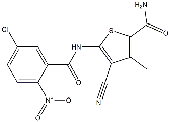 5-({5-chloro-2-nitrobenzoyl}amino)-4-cyano-3-methylthiophene-2-carboxamide Structure