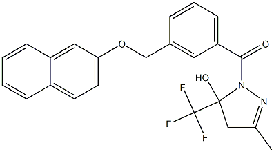 3-methyl-1-{3-[(2-naphthyloxy)methyl]benzoyl}-5-(trifluoromethyl)-4,5-dihydro-1H-pyrazol-5-ol Structure