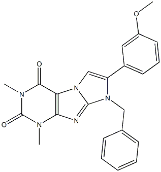 8-benzyl-7-(3-methoxyphenyl)-1,3-dimethyl-1H-imidazo[2,1-f]purine-2,4(3H,8H)-dione 구조식 이미지