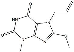 7-allyl-3-methyl-8-(methylsulfanyl)-3,7-dihydro-1H-purine-2,6-dione 구조식 이미지