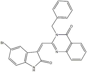 3-benzyl-2-[(5-bromo-2-oxo-1,2-dihydro-3H-indol-3-ylidene)methyl]-4(3H)-quinazolinone Structure