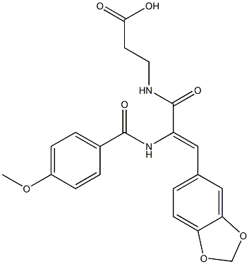 N-{3-(1,3-benzodioxol-5-yl)-2-[(4-methoxybenzoyl)amino]acryloyl}-beta-alanine 구조식 이미지