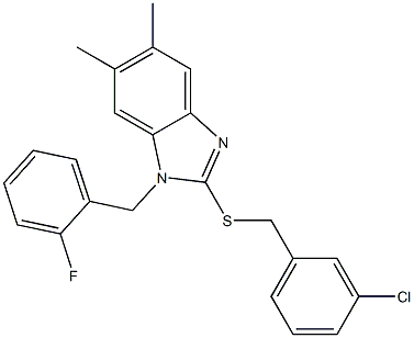 3-chlorobenzyl 1-(2-fluorobenzyl)-5,6-dimethyl-1H-benzimidazol-2-yl sulfide Structure