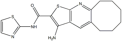 3-amino-N-(1,3-thiazol-2-yl)-5,6,7,8,9,10-hexahydrocycloocta[b]thieno[3,2-e]pyridine-2-carboxamide 구조식 이미지