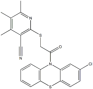 2-{[2-(2-chloro-10H-phenothiazin-10-yl)-2-oxoethyl]sulfanyl}-4,5,6-trimethylnicotinonitrile 구조식 이미지