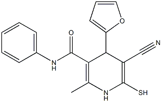 5-cyano-4-(2-furyl)-2-methyl-N-phenyl-6-sulfanyl-1,4-dihydro-3-pyridinecarboxamide Structure