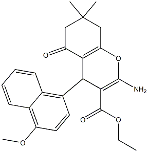 ethyl 2-amino-7,7-dimethyl-4-[4-(methyloxy)naphthalen-1-yl]-5-oxo-5,6,7,8-tetrahydro-4H-chromene-3-carboxylate Structure