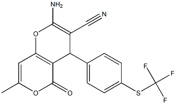 2-amino-7-methyl-5-oxo-4-{4-[(trifluoromethyl)sulfanyl]phenyl}-4H,5H-pyrano[4,3-b]pyran-3-carbonitrile 구조식 이미지