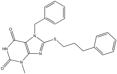 7-benzyl-3-methyl-8-[(3-phenylpropyl)sulfanyl]-3,7-dihydro-1H-purine-2,6-dione 구조식 이미지