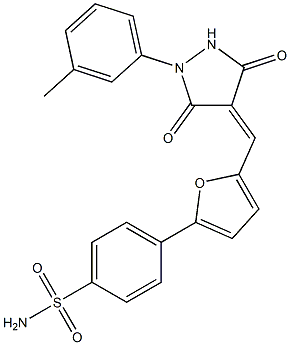 4-(5-{[1-(3-methylphenyl)-3,5-dioxo-4-pyrazolidinylidene]methyl}-2-furyl)benzenesulfonamide 구조식 이미지