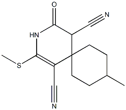 9-methyl-2-(methylsulfanyl)-4-oxo-3-azaspiro[5.5]undec-1-ene-1,5-dicarbonitrile Structure