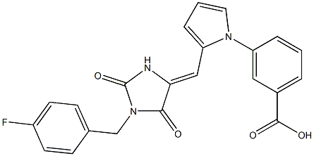 3-(2-{[1-(4-fluorobenzyl)-2,5-dioxo-4-imidazolidinylidene]methyl}-1H-pyrrol-1-yl)benzoic acid 구조식 이미지