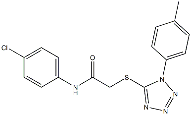 N-(4-chlorophenyl)-2-{[1-(4-methylphenyl)-1H-tetraazol-5-yl]sulfanyl}acetamide 구조식 이미지