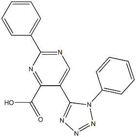 2-phenyl-5-(1-phenyl-1H-tetraazol-5-yl)-4-pyrimidinecarboxylic acid 구조식 이미지