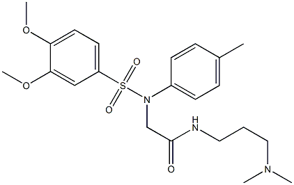 2-[{[3,4-bis(methyloxy)phenyl]sulfonyl}(4-methylphenyl)amino]-N-[3-(dimethylamino)propyl]acetamide Structure