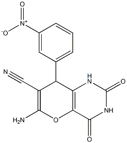 6-amino-8-{3-nitrophenyl}-2,4-dioxo-2,3,4,8-tetrahydro-1H-pyrano[3,2-d]pyrimidine-7-carbonitrile Structure