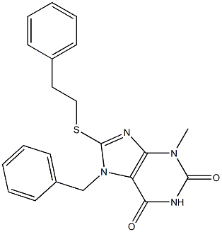 7-benzyl-3-methyl-8-[(2-phenylethyl)sulfanyl]-3,7-dihydro-1H-purine-2,6-dione Structure