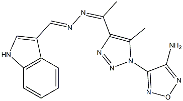 1H-indole-3-carbaldehyde {1-[1-(4-amino-1,2,5-oxadiazol-3-yl)-5-methyl-1H-1,2,3-triazol-4-yl]ethylidene}hydrazone Structure