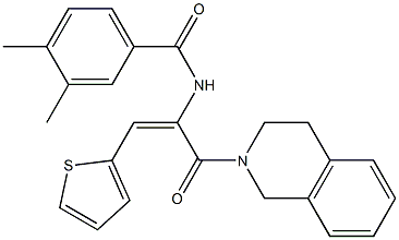 N-[1-(3,4-dihydro-2(1H)-isoquinolinylcarbonyl)-2-(2-thienyl)vinyl]-3,4-dimethylbenzamide 구조식 이미지