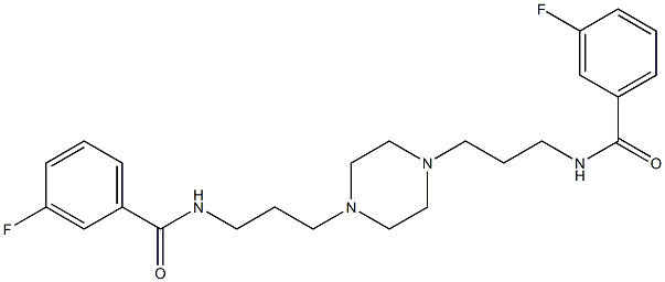 3-fluoro-N-[3-(4-{3-[(3-fluorobenzoyl)amino]propyl}-1-piperazinyl)propyl]benzamide 구조식 이미지