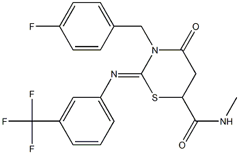 3-(4-fluorobenzyl)-N-methyl-4-oxo-2-{[3-(trifluoromethyl)phenyl]imino}-1,3-thiazinane-6-carboxamide 구조식 이미지
