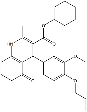 cyclohexyl 4-(3-methoxy-4-propoxyphenyl)-2-methyl-5-oxo-1,4,5,6,7,8-hexahydro-3-quinolinecarboxylate 구조식 이미지
