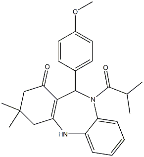 10-isobutyryl-11-(4-methoxyphenyl)-3,3-dimethyl-2,3,4,5,10,11-hexahydro-1H-dibenzo[b,e][1,4]diazepin-1-one Structure