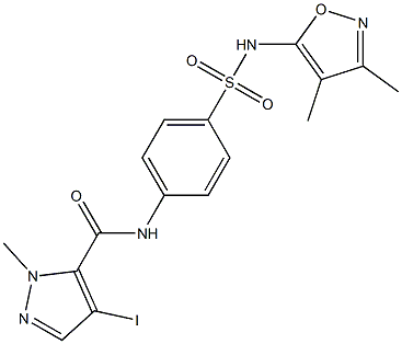 N-(4-{[(3,4-dimethyl-5-isoxazolyl)amino]sulfonyl}phenyl)-4-iodo-1-methyl-1H-pyrazole-5-carboxamide 구조식 이미지