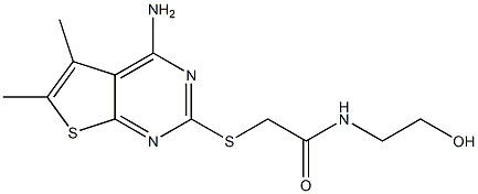 2-[(4-amino-5,6-dimethylthieno[2,3-d]pyrimidin-2-yl)sulfanyl]-N-(2-hydroxyethyl)acetamide Structure