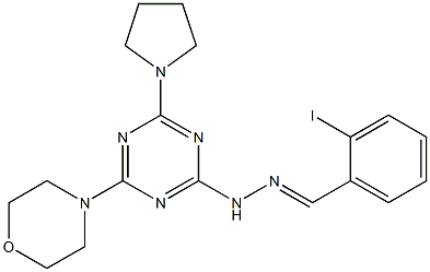 2-iodobenzaldehyde [4-(4-morpholinyl)-6-(1-pyrrolidinyl)-1,3,5-triazin-2-yl]hydrazone Structure