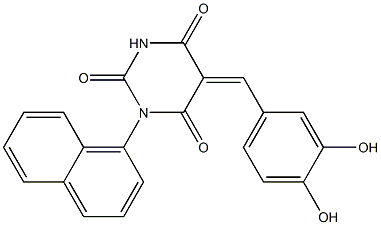 5-(3,4-dihydroxybenzylidene)-1-(1-naphthyl)-2,4,6(1H,3H,5H)-pyrimidinetrione Structure