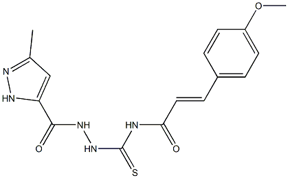 (E)-3-(4-methoxyphenyl)-N-({2-[(3-methyl-1H-pyrazol-5-yl)carbonyl]hydrazino}carbothioyl)-2-propenamide Structure