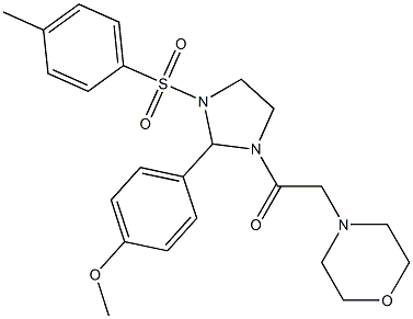 1-{2-(4-methoxyphenyl)-3-[(4-methylphenyl)sulfonyl]-1-imidazolidinyl}-2-(4-morpholinyl)-1-ethanone 구조식 이미지