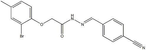 2-(2-bromo-4-methylphenoxy)-N'-[(E)-(4-cyanophenyl)methylidene]acetohydrazide 구조식 이미지