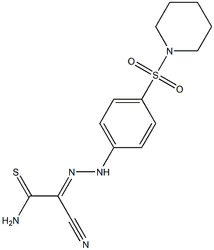 2-cyano-2-{(E)-2-[4-(1-piperidinylsulfonyl)phenyl]hydrazono}ethanethioamide Structure