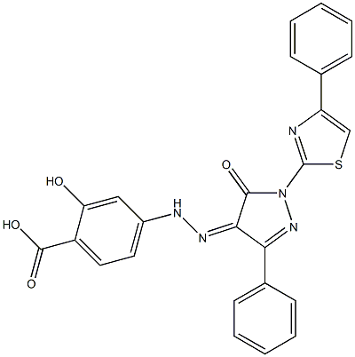 2-hydroxy-4-{2-[5-oxo-3-phenyl-1-(4-phenyl-1,3-thiazol-2-yl)-1,5-dihydro-4H-pyrazol-4-ylidene]hydrazino}benzoic acid 구조식 이미지