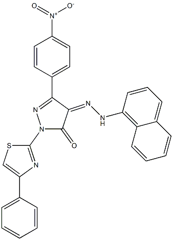 3-(4-nitrophenyl)-1-(4-phenyl-1,3-thiazol-2-yl)-1H-pyrazole-4,5-dione 4-[N-(1-naphthyl)hydrazone] 구조식 이미지