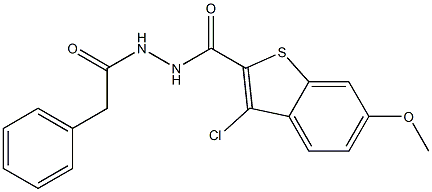 3-chloro-6-methoxy-N'-(2-phenylacetyl)-1-benzothiophene-2-carbohydrazide 구조식 이미지