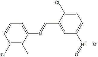 N-(3-chloro-2-methylphenyl)-N-[(E)-(2-chloro-5-nitrophenyl)methylidene]amine 구조식 이미지