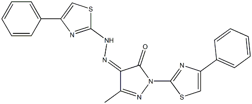 3-methyl-1-(4-phenyl-1,3-thiazol-2-yl)-1H-pyrazole-4,5-dione 4-[N-(4-phenyl-1,3-thiazol-2-yl)hydrazone] 구조식 이미지